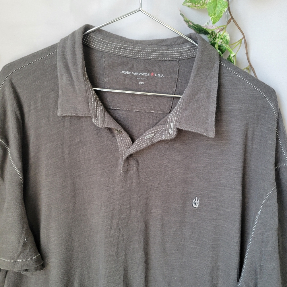 John Varvatos Short Sleeve Polo Shirt Gray XXL - Picture 3 of 14
